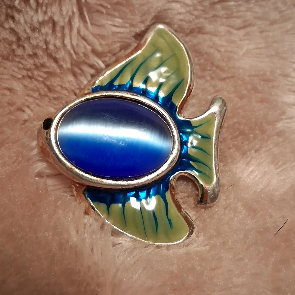 Blue and Green Fish Brooch